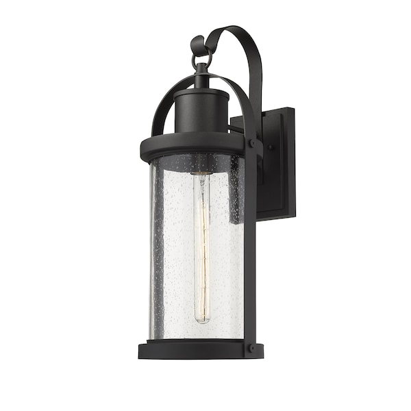 Z-Lite Roundhouse 1 Light Outdoor Wall Sconce, Black And Clear Seedy 569B-BK - main